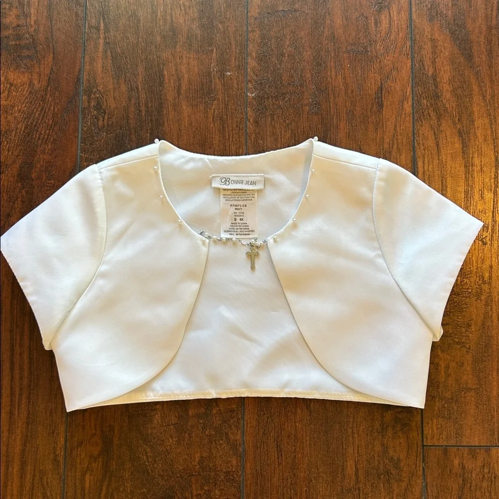 Bonnie Jean White Dress with Pearl Accents First Communion 6X